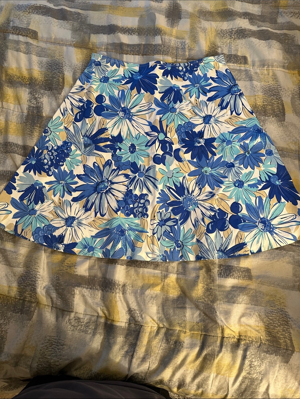 Necessary Objects Blue & White Floral Circle Skirt